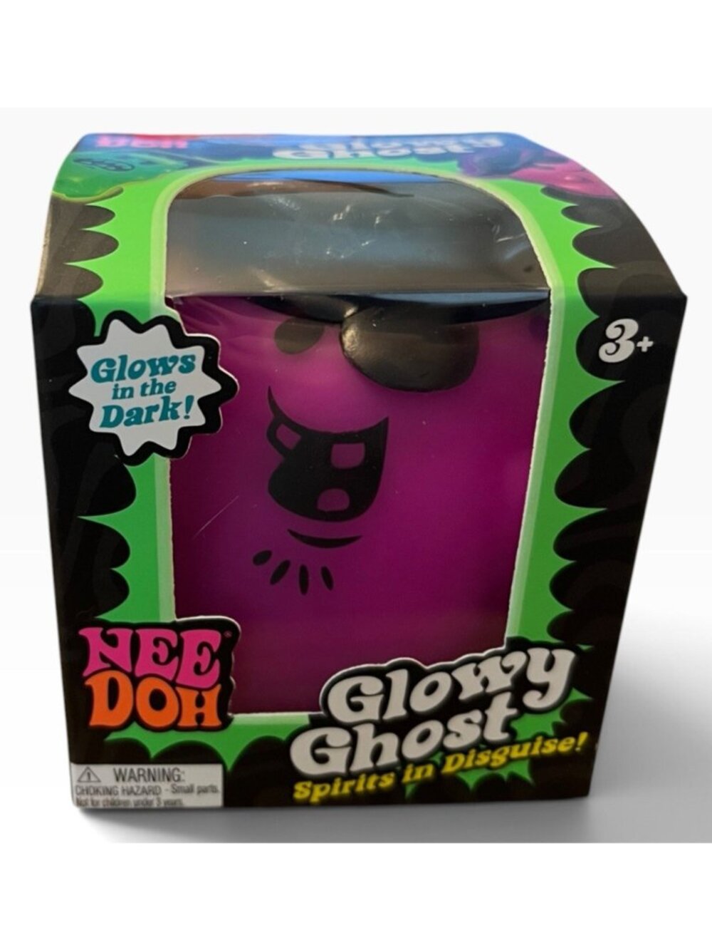 Schylling NeeDoh Glowy Ghost Purple Glow in the Dark Squishy Spirits in Disguise